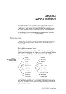 Chapter 8 Worked examples This chapter provides a series of worked examples illustrating the various tree comparison, consensus, randomisation, and mapping features available in COMPONENT. Where possible the examples hav