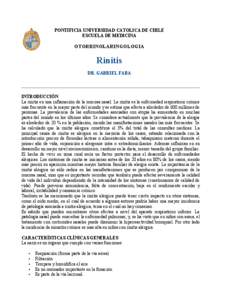 PONTIFICIA UNIVERSIDAD CATOLICA DE CHILE ESCUELA DE MEDICINA OTORRINOLARINGOLOGIA  Rinitis