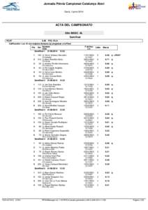 Jornada Prèvia Campionat Catalunya Aleví Gavà, 1 junio 2014 ACTA DEL CAMPEONATO 60m MASC. AL Semifinal