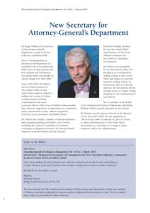 The Australian Journal of Emergency Management, Vol. 24 No. 1, February[removed]New Secretary for
