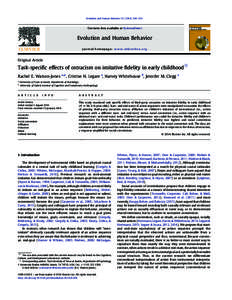 Evolution and Human Behavior[removed]–210  Contents lists available at ScienceDirect Evolution and Human Behavior journal homepage: www.ehbonline.org