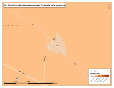 ´  2013 Total Population by Census Block for Brady, Nebraska Area 649