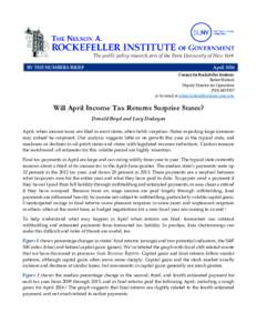 BY THE NUMBERS BRIEF  April 2016 Contact for Rockefeller Institute: Robert Bullock Deputy Director for Operations