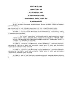 PUBLIC ACTS, 1999 CHAPTER NO. 399 HOUSE BILL NO[removed]By Representative Godsey Substituted for: Senate Bill No[removed]By Senator Ramsey