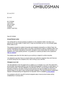 22 June[removed]By email Mr C Duffield Town Clerk