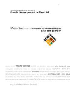 1  Consultation publique sur le projet de Plan de développement de Montréal