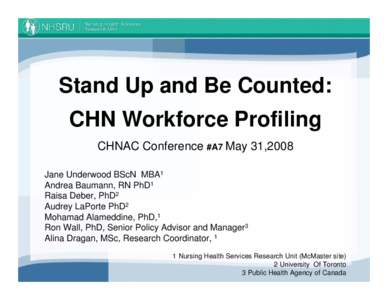 ISSUES ASSOCIATED WITH COUNTING NURSES WORKING IN PUBLIC HEALTH IN CANADA