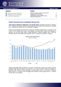 Weekly Economic Report N° 11 Indicators GDP grew 4.2 percent in January 2014 Exchange rate: S[removed]per US dollar Country risk at 166 basis points