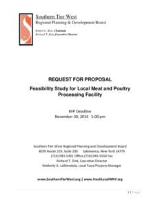 Southern Tier West Regional Planning & Development Board Robert C. Keis, Chairman Richard T. Zink, Executive Director  REQUEST FOR PROPOSAL