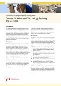 Leistungsangebot | Advisory Service  Economic development and employment Centres for Advanced Technology Training and Services