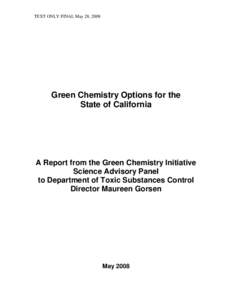 Green Chemistry Options for the State of California