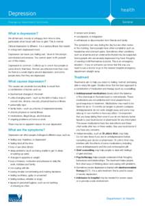 Depression General Emergency department factsheets  What is depression?