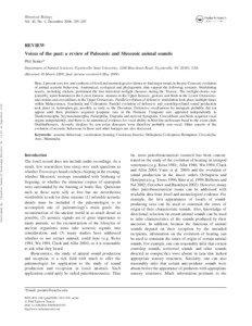 Historical Biology Vol. 20, No. 4, December 2008, 255–287