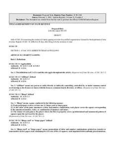 Document: Proposed Rule, Register Page Number: 28 IR 1500 Source: February 1, 2005, Indiana Register, Volume 28, Number 5 Disclaimer: This document was created from the files used to produce the official CD-ROM Indiana R