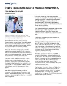 Study links molecule to muscle maturation, muscle cancer