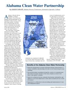 Alabama Clean Water Partnership By COLEEN VANSANT, Alabama Forestry Commission, Information Specialist, Cullman labama is blessed with an abundance of natural resources. Two of the most