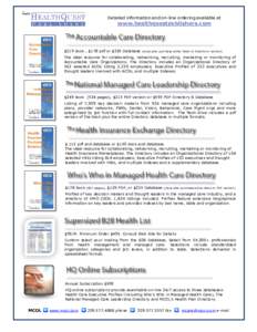 HealthQuest Publishers Directories and Databases