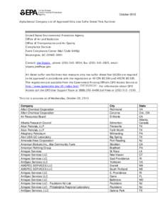 Alphabetical Company List of Approved Ultra Low Sulfur Diesel Test Facilities (October 2013)