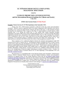 EL NIÑO/SOUTHERN OSCILLATION (ENSO) DIAGNOSTIC DISCUSSION issued by CLIMATE PREDICTION CENTER/NCEP/NWS and the International Research Institute for Climate and Society