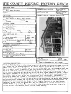 NYE COUNTY HISTORIC PROPERTY SURVEY PROPERTY NAME: Historic