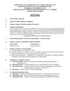 North Chicago School District 187 Financial Oversight Panel Public Hearing Notice and Meeting Agenda - November 21, 2013
