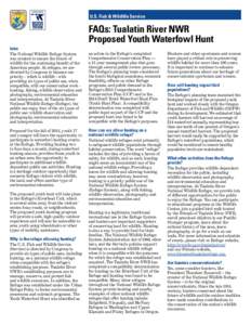 U.S. Fish & Wildlife Service  FAQs: Tualatin River NWR Proposed Youth Waterfowl Hunt Intro The National Wildlife Refuge System