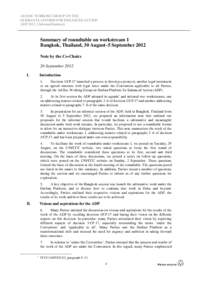 AD HOC WORKING GROUP ON THE DURBAN PLATFORM FOR ENHANCED ACTION ADP[removed]InformalSummary Summary of roundtable on workstream 1 Bangkok, Thailand, 30 August–5 September 2012