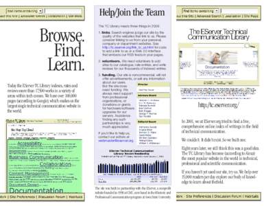 Help/Join the Team  Browse. Find. Learn. Today the EServer TC Library indexes, rates and