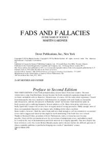 Scanned & Proofed by Cozette  FADS AND FALLACIES IN THE NAME OF SCIENCE  MARTIN GARDNER