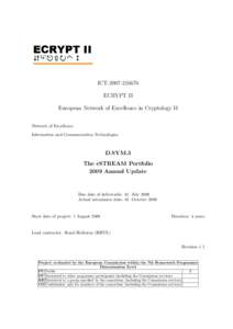 ICT[removed]ECRYPT II European Network of Excellence in Cryptology II Network of Excellence Information and Communication Technologies