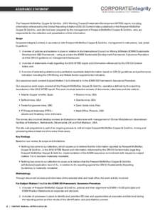 ASSURANCE STATEMENT  The Freeport-McMoRan Copper & Gold Inc., 2012 Working Toward Sustainable Development (WTSD) report, including information referenced by the Global Reporting Initiative (GRI) G3 Content Index publishe