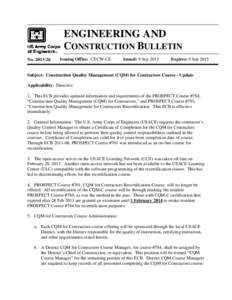 ENGINEERING AND CONSTRUCTION BULLETIN No[removed]Issuing Office: CECW-CE