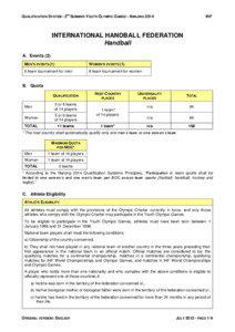 ND  QUALIFICATION SYSTEM - 2 SUMMER YOUTH OLYMPIC GAMES - NANJING 2014