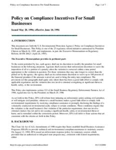 Policy on Compliance Incentives For Small Businesses  Page 1 of 7 Policy on Compliance Incentives For Small Businesses