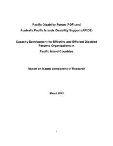 Pacific Disability Forum (PDF) and Australia Pacific Islands Disability Support (APIDS) Capacity Development for Effective and Efficient Disabled Persons Organisations in Pacific Island Countries