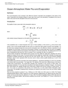 Dr. W. Timothy Liu Ocean-Atmosphere Water Flux and Evaporation SpringerReference  Ocean-Atmosphere Water Flux and Evaporation