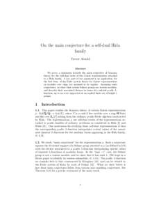 On the main conjecture for a self-dual Hida family Trevor Arnold Abstract We prove a statement towards the main conjecture of Iwasawa theory for the self-dual twist of the Galois representation attached