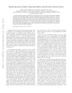 Optical Spectrum of MoS2 : Many-body Effects and Diversity of Exciton States Diana Y. Qiu, Felipe H. da Jornada, and Steven G. Louie∗ arXiv:1311.0963v1 [cond-mat.mtrl-sci] 5 Nov[removed]Department of Physics, University 