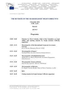 Committee on Legal Affairs  THE REVISION OF THE SHAREHOLDERS’ RIGHTS DIRECTIVE 2 December[removed]30 Brussels