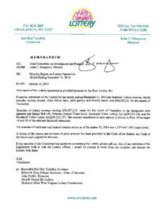 MEMORANDUM TO: FROM: Joint Committee on Government and Finance John C. Musgrave, Director