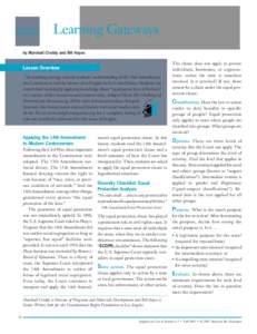 History of the United States / Equal Protection Clause / Rational basis review / Intermediate scrutiny / Strict scrutiny / Suspect classification / Civil Rights Cases / Geduldig v. Aiello / Washington v. Davis / Civil rights and liberties / United States Constitution / Law