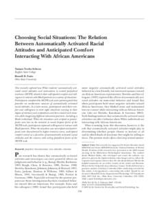 [removed][removed]PERSONALITY AND SOCIAL PSYCHOLOGY BULLETIN Towles-Schwen, Fazio / CHOOSING SOCIAL SITUATIONS ARTICLE