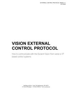 EXTERNAL CONTROL PROTOCOL WD062VISION EXTERNAL CONTROL PROTOCOL How to communicate with the Escient Vision from serial or IP