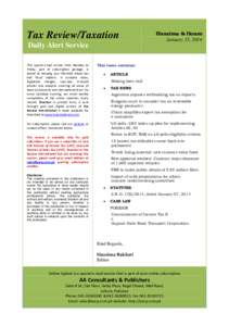 Tax Review/Taxation  Huzaima & Ikram January 15, 2014  Daily Alert Service