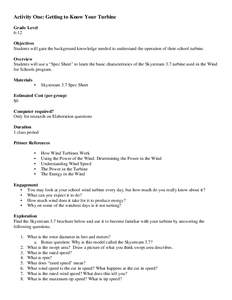 Activity One: Getting to Know Your Turbine Grade Level 6-12 Objectives Students will gain the background knowledge needed to understand the operation of their school turbine. Overview