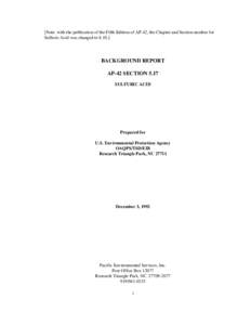 AP-42, Vol. 1, Final Background Document for Sulfuric Acid, Section 8.10