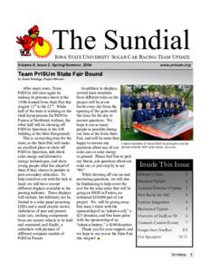 The Sundial IOWA STATE UNIVERSITY SOLAR CAR RACING TEAM UPDATE Volume 8, Issue 2, Spring/Summer, 2004  www.prisum.org