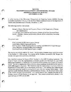 ...  MINUTES MISSISSIPPI MANAGEMENT AND REPORTING STEERING COMMITTEE MINUTES DECEMBER 13, 1994