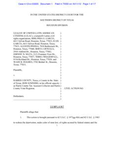 Case 4:12-cv[removed]Document 1  Filed in TXSD on[removed]Page 1 of 17 IN THE UNITED STATES DISTRICT COURT FOR THE SOUTHERN DISTRICT OF TEXAS