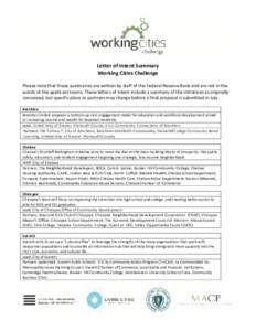 Working Cities Letter of Intent Summary